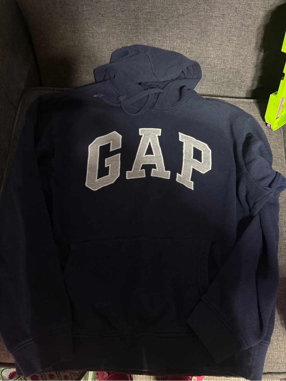 GAP Navy Pullover Hoodie with Gray Logo